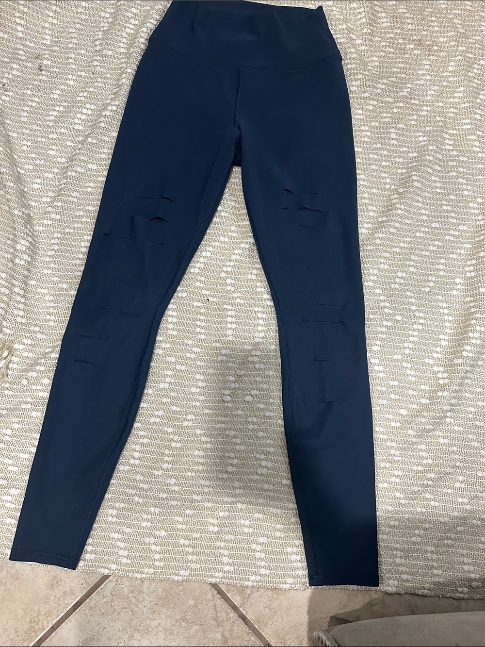 ALO Yoga Navy High-Rise Leggings with Side Cutouts